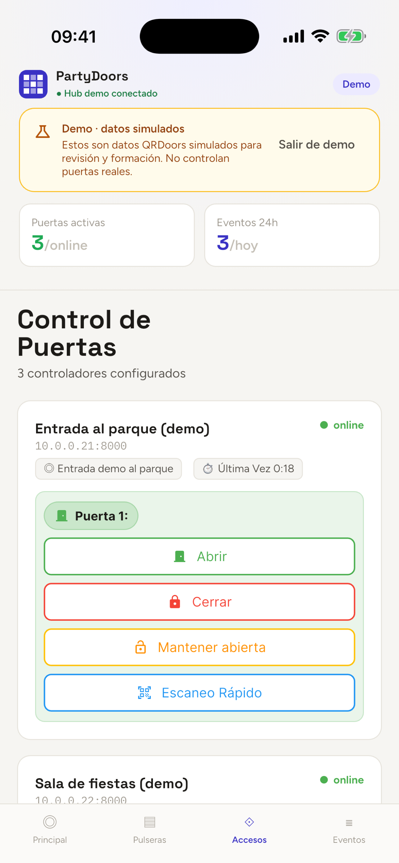 Pantalla móvil para abrir y cerrar puertas conectadas